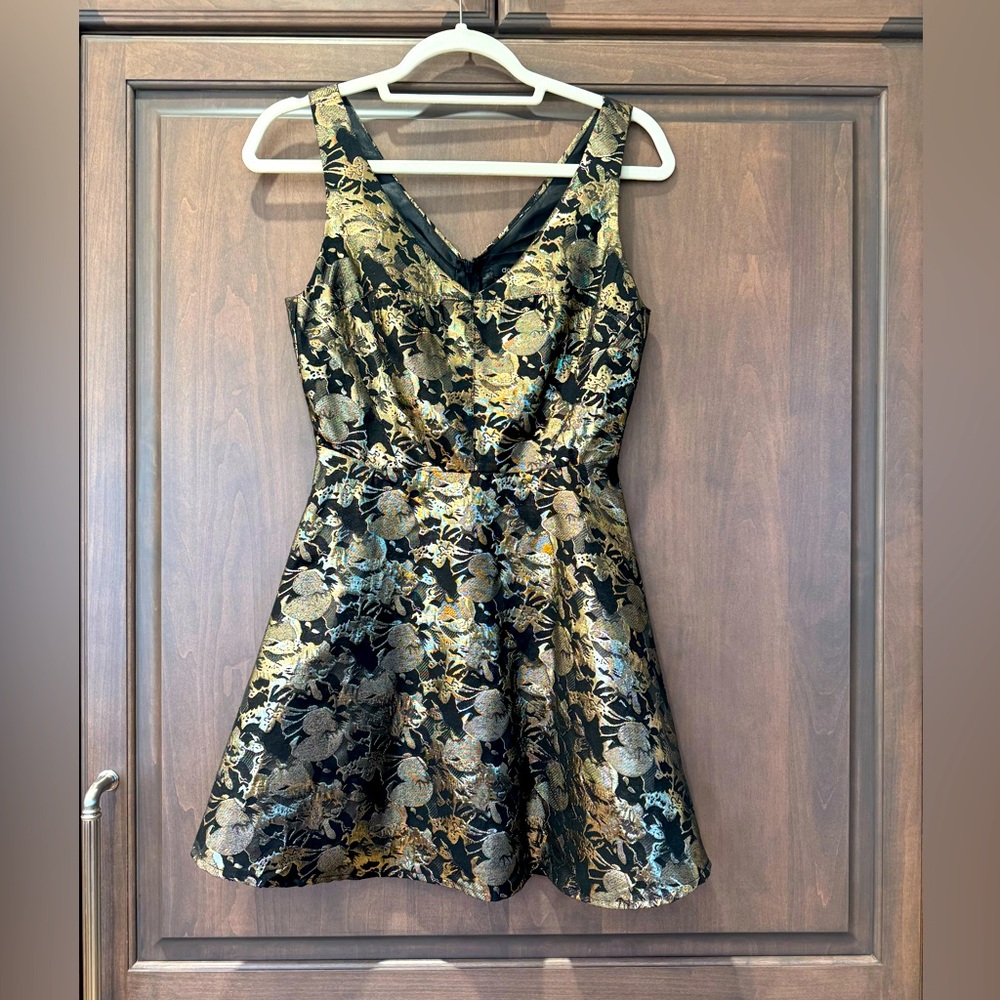 DO+BE Black and Gold Floral Mini Dress